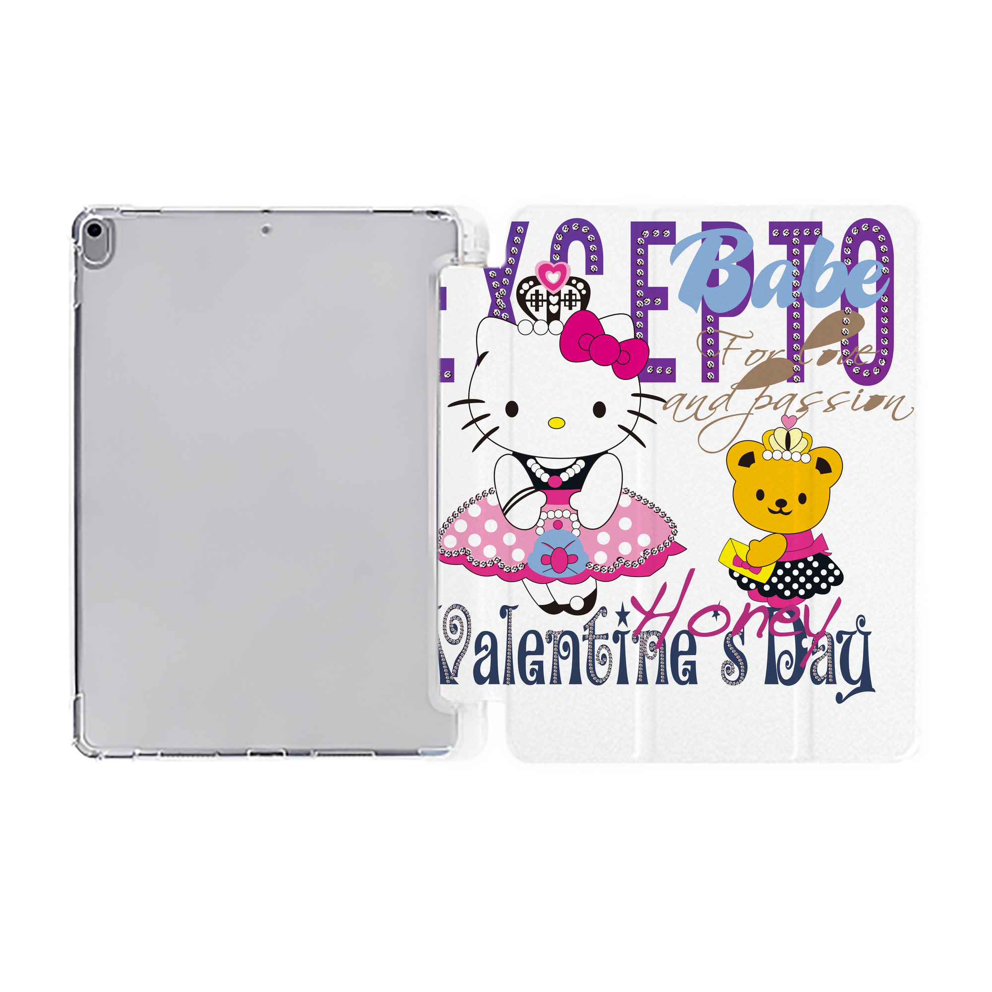 （画像用） Hello Kitty ハローキティ IPad ケース ペン収納付き 三つ折りスタンド PUレザー×シリコン 対応機種9.5/10.5/10.9インチ